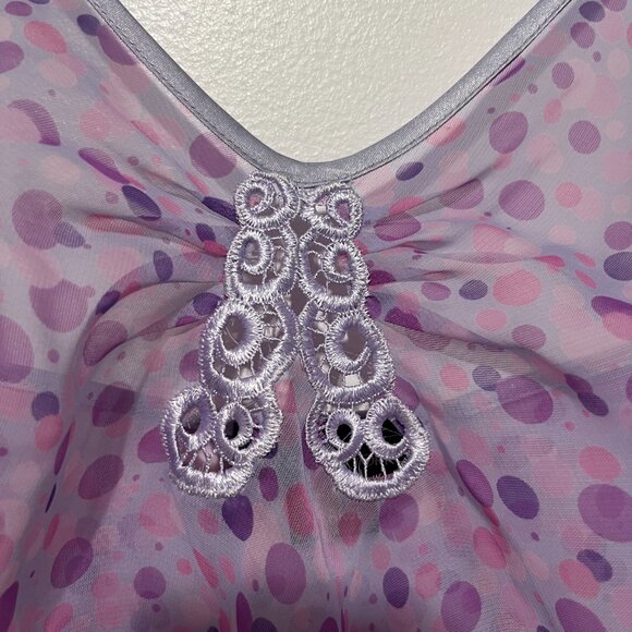 Jones NY Womens Sheer Chiffon Camisole Size XL Purple Polka Dot Fairycore Y2K - Picture 4 of 9